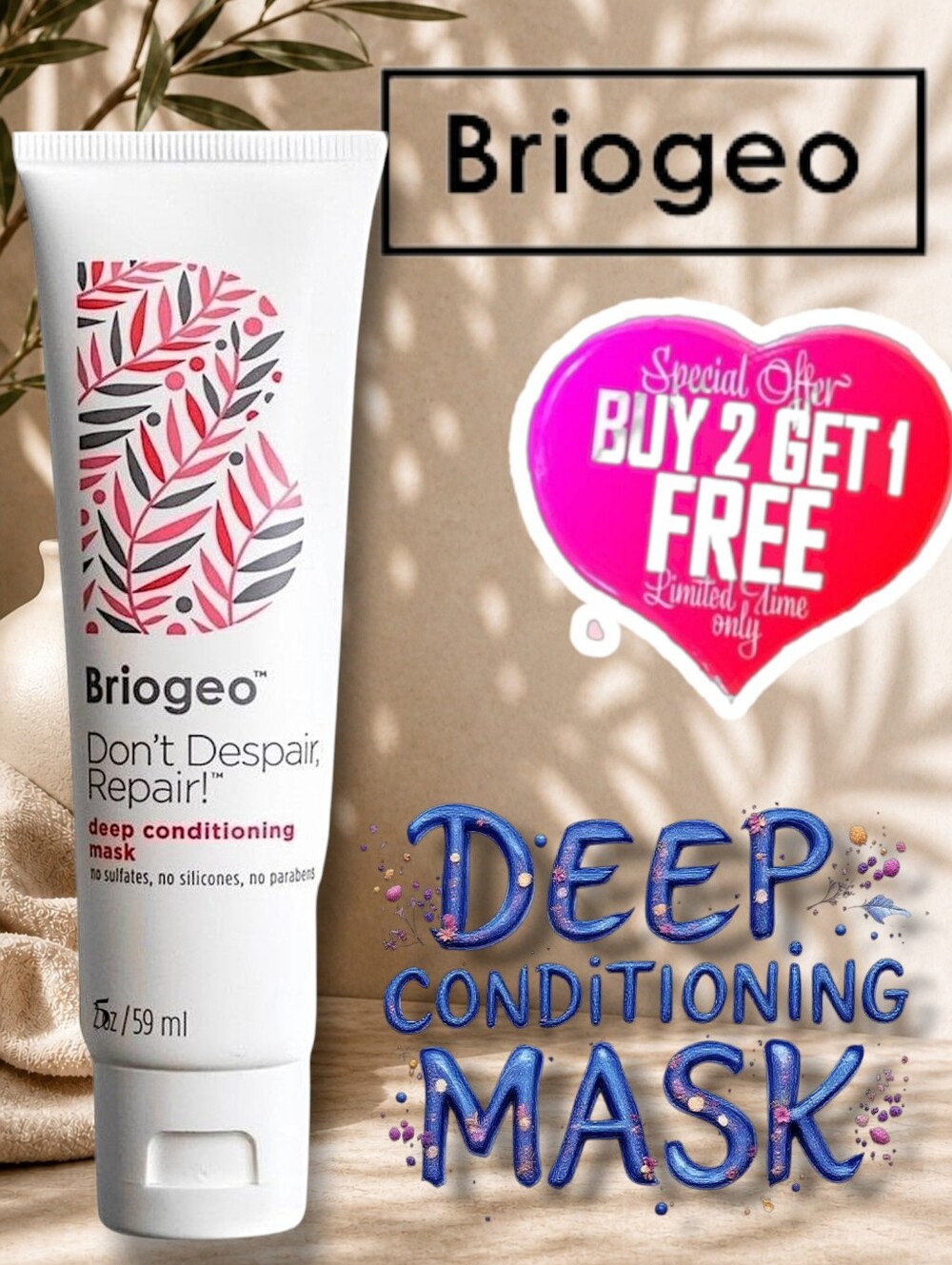 Briogeo Don't Despair Repair Deep Conditioning Hair Mask - 5 OZ Size!
